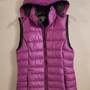 Tangerine Women's Purple Puffer Vest with Hood